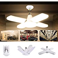 Luz de Techo LED para Garaje- LACYIE Lámpara Deformable Para Taller 80W 8000LM E27 con 4 Paneles Ajustables-LED Lámpara…